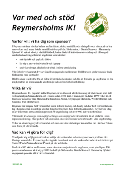 Var med och stöd Reymersholms IK! Varför vill vi ha dig som sponsor?