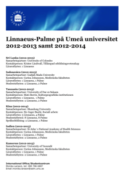 Linnaeus-Palme på Umeå universitet 2012-2013 samt