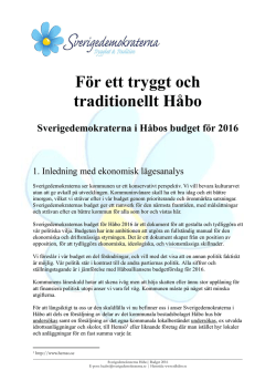 Sverigedemokraterna Håbo Budget 2016
