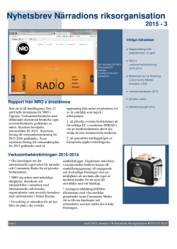 Nyhetsbrev 3-2015 - Närradions Riksorganisation
