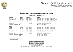 2015 Ålders & Viktklasser - Svenska Brottningsförbundet