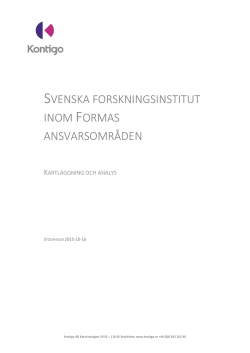 Svenska forskningsinstitut inom Formas ansvarsområden Kontigo