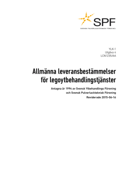 Allmänna leveransbestämmelser för legoytbehandlingstjänster, YLK-1