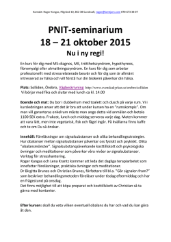 PNIT-seminarium 18 – 21 oktober 2015 Nu i ny regi!
