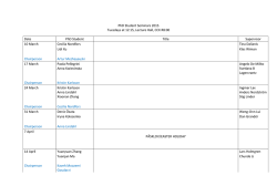 PhD Student Seminars 2015 Tuesdays at 12:15, Lecture Hall, CCK