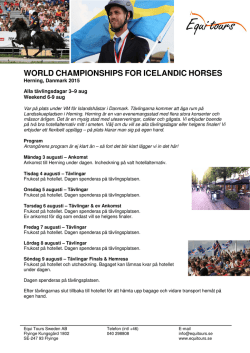 WORLD CHAMPIONSHIPS FOR ICELANDIC HORSES