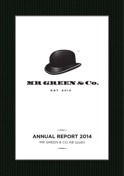 Annual report 2014 – Mr Green & Co AB