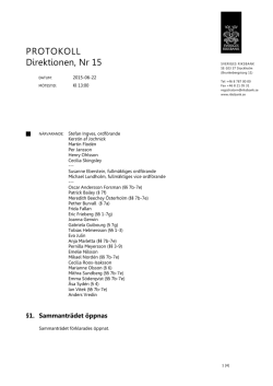 Protokoll från direktionens sammanträde 22 juni 2015