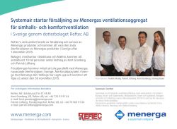 Systemair startar försäljning av Menergas ventilationsaggregat för
