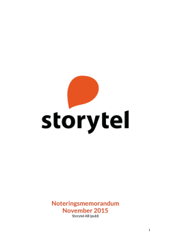 1. Noteringsmemorandum Storytel 9 november 2015