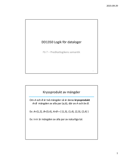 DD1350 Logik för dataloger Kryssprodukt av mängder