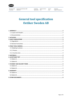 General tool specification Oetiker Sweden AB