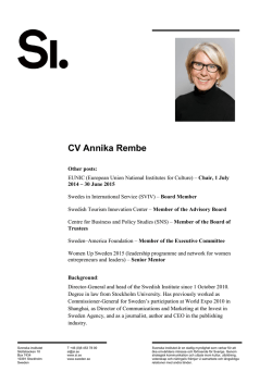 CV Annika Rembe - Swedish Institute