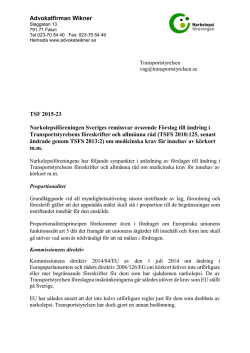 Advokatfirman Wikner TSF 2015-23 Narkolepsiföreningen Sveriges