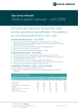 Delårsrapport (januari – juni 2015)