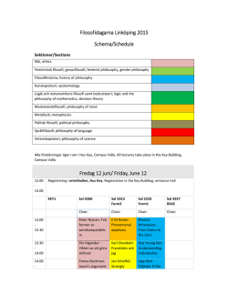 Filosofidagarna Linköping 2015 Schema/Schedule Fredag 12 juni