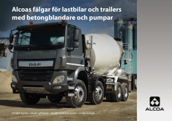 Alcoas fälgar för lastbilar och trailers med betongblandare och pumpar