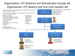 Organisationsschema ETC - ETC - Battery and FuelCells Sweden AB