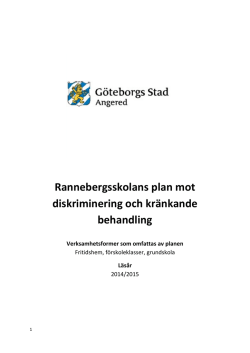 Rannebergsskolans plan mot diskriminering och kränkande