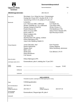 Sammanträdesprotokoll Utbildningsnämnden 2015-06