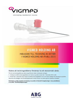 Vigmed Holding AB - Prospekt 2015-11-20