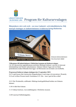 Program för Kulturarvsdagen i Blekinge 2015