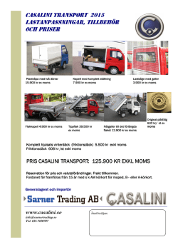 Casalini Transport 2015 Tillbehör med priser