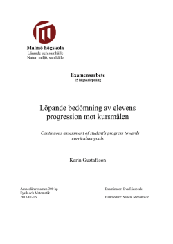 Löpande bedömning av elevens progression mot kursmålen