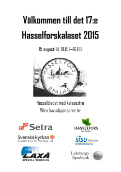 Välkommen till det 17:e Hasselforskalaset 2015