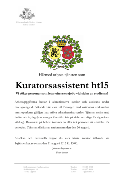 Kuratorsassistent HT15 – omgång 2 - Södermanlands
