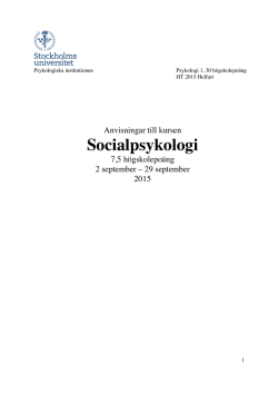 Socialpsykologi - Stockholms universitet