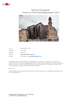 Malmös FN-byggnad vinnare av Årets Stadsbyggnadspris 2015