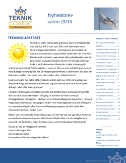 Teknikcollege Gästrikland nyhetsbrev _våren 2015