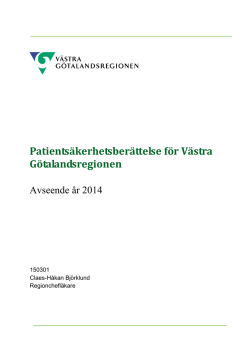 Patientsäkerhetsberättelse för Västra Götalandsregionen
