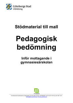 Stödmaterial Pedagogisk bedömning