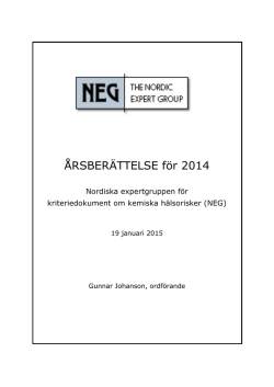 Nordiska expertgruppen - årsberättelse 2014