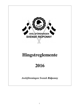 Nytt hingstreglemente 2016 - Avelsföreningen Svensk Ridponny