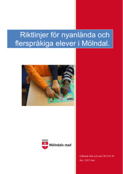 Riktlinjer för nyanlända och flerspråkiga elever i Mölndal.