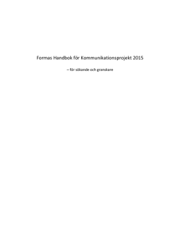 Formas handbok för Kommunikationsprojekt 2015