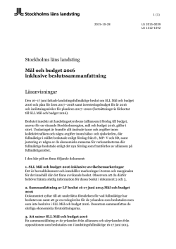 Mål och budget 2016 inklusive beslutssammanfattning