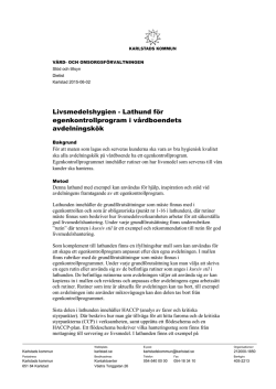 Livsmedelshygien - Lathund för egenkontrollprogram i