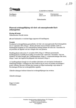 planerad avtalsuppföljning Karl-Johansgården Kosmo