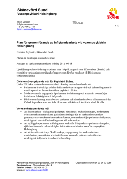Inflytandeplan för verksamhetsområde vuxenpsykiatri Helsingborg