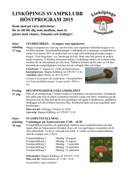 Höstprogram 2015  - Linköpings svampklubbs