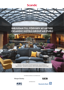 INBJUDAN TILL F&Ouml;RV&Auml;RV AV AKTIER I SCANDIC HOTELS