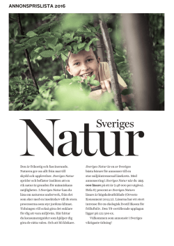 Annonsprislista Sveriges Natur 2016