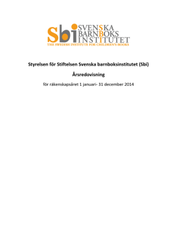 Verksamhetsberättelse 2014 - Svenska barnboksinstitutet