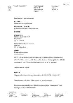 Protokoll från Växjö tingsrätt 2015-06-23