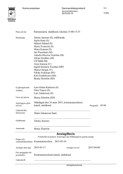 Kommunstyrelsens protokoll från den 10 mars 2015