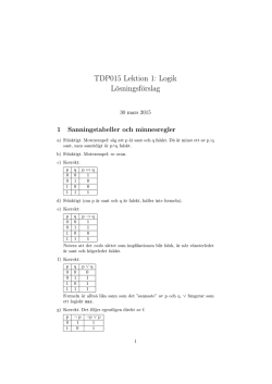 TDP015 Lektion 1: Logik Lösningsförslag